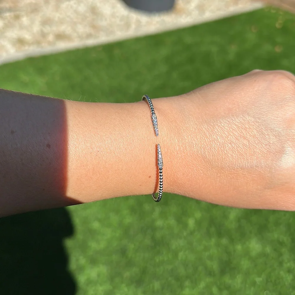 White Gold Beaded Bracelet - Picture 3 of 12